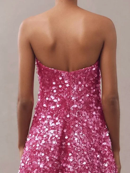 Helsi  Mini Strapless Sequin Mini Dress. - Picture 4 of 11